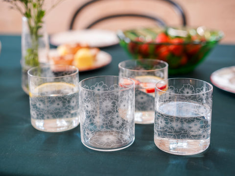 Floral Twist Crystal Tumbler – Set of 4