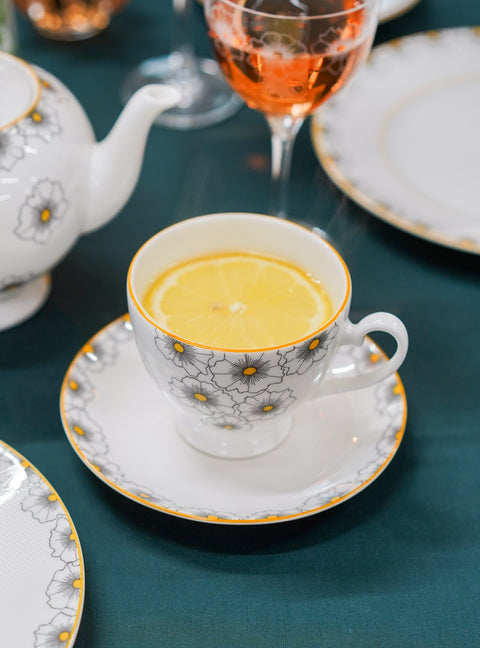 Floral Twist Cup & Saucer Yellow