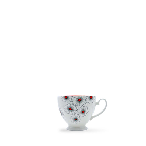 Floral Twist Cup & Saucer Red