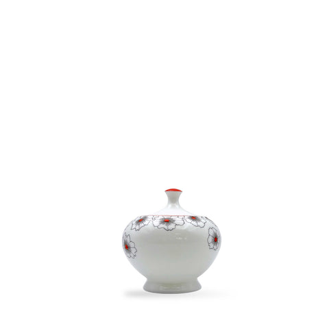 Floral Twist Sugar Bowl Red