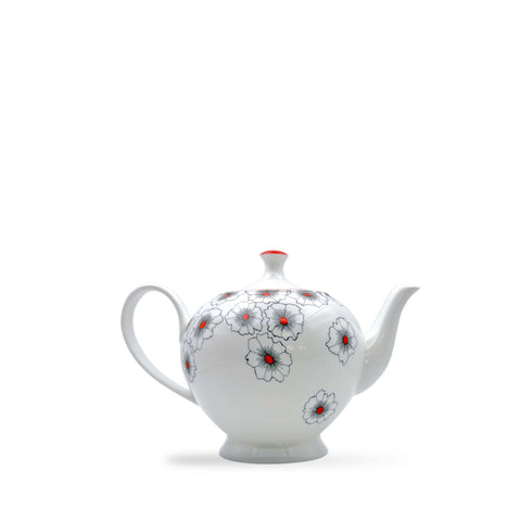 Floral Twist Teapot Red