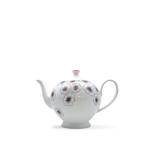 Floral Twist Teapot Red