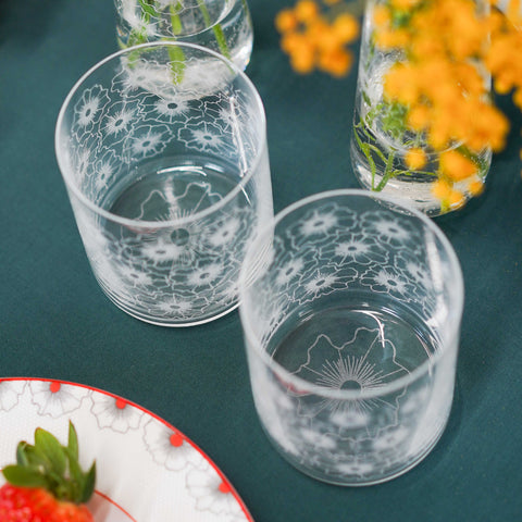 Floral Twist Crystal Tumbler – Set of 4