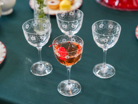 Floral Twist Crystal Cocktail Glass - Set of 4