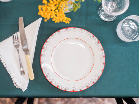 Floral Twist Tea Plate Red