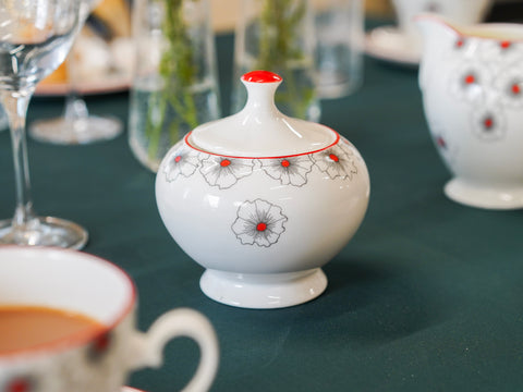 Floral Twist Sugar Bowl Red