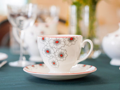 Floral Twist Cup & Saucer Red