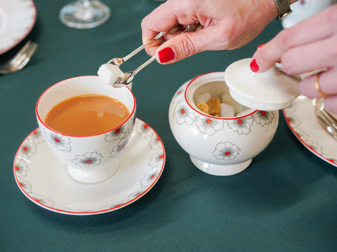 Floral Twist Sugar Bowl Red