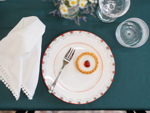 Floral Twist Tea Plate Red