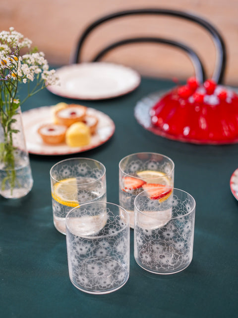 Floral Twist Crystal Tumbler – Set of 4