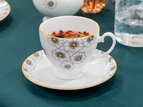 Floral Twist Cup & Saucer Yellow
