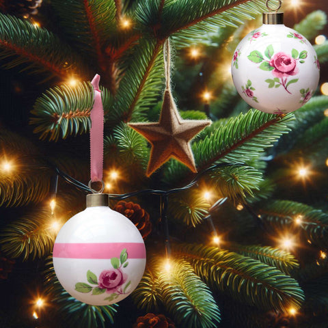 Regency Rose Pink Stripe Bauble