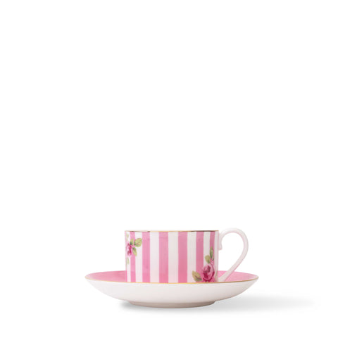 Regency Rose Pink Stripe Tea Cup & Saucer